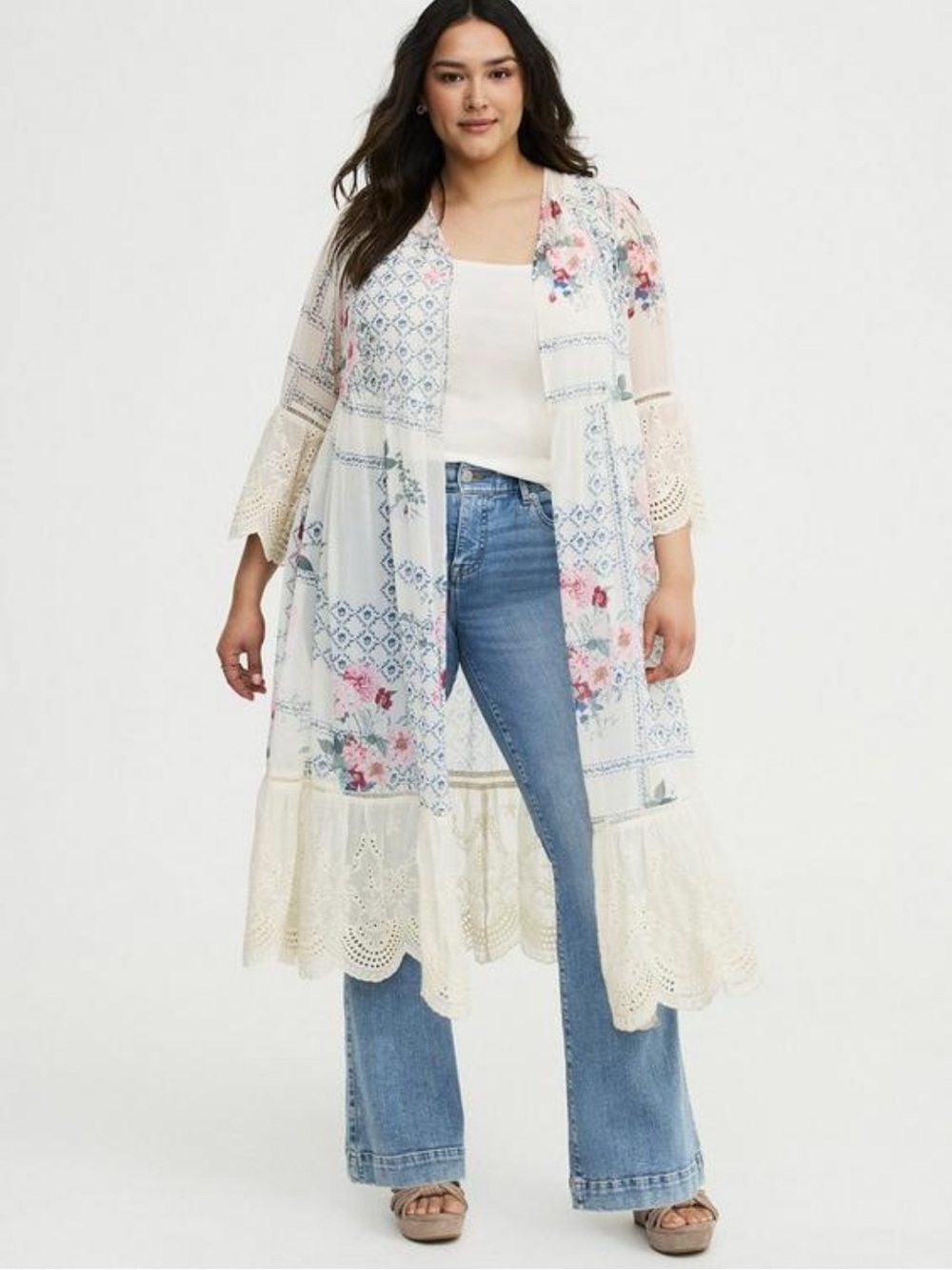 NWT Torrid Embroidered Maxi Kimono